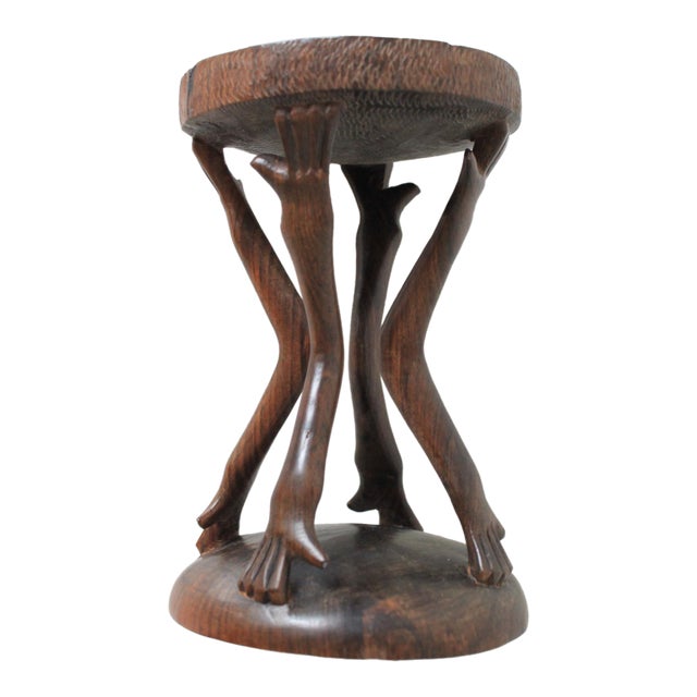 Vintage Folk Art Hand Carved Wood African Decorative Object For Sale