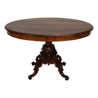 19th Century Renaissance Revival Carved Lion Oval Center Table For Sale