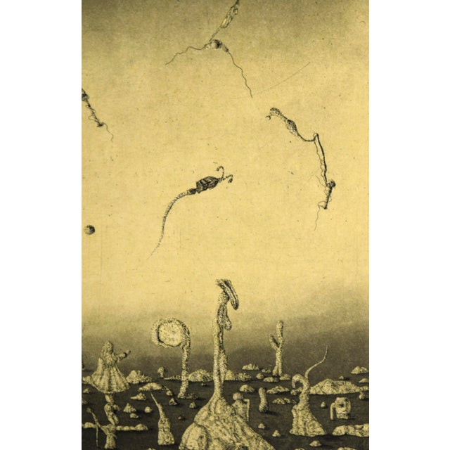 1970s "Triangular Sunset Situation" - Surrealist Colored Etching #15/16, 1978 by James C. Crabb For Sale - Image 5 of 9