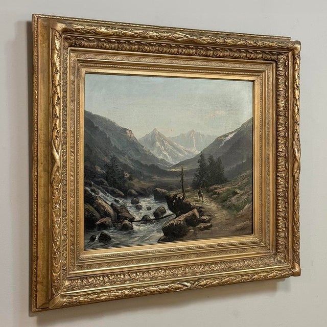 Wood Pair of Framed Oil Paintings on Canvas by Henri Mosny Dated 1883 For Sale - Image 7 of 18