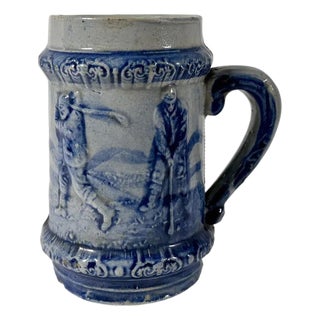 Early 20th Century Robinson Clay Bristol-Slip Glazed Stoneware Golfing Mug For Sale