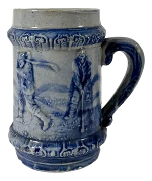 Early 20th Century Robinson Clay Bristol-Slip Glazed Stoneware Golfing Mug