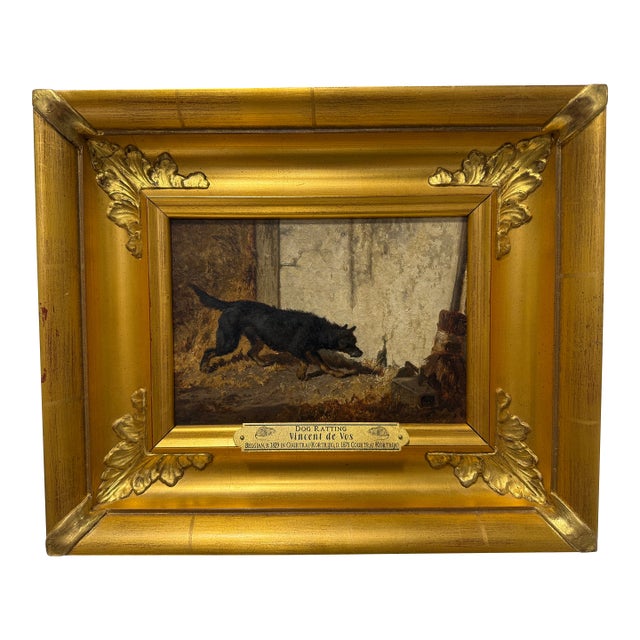 Vincent De Vos (Belgian, 1829–1875) "Dog Ratting" Hunting Portrait For Sale
