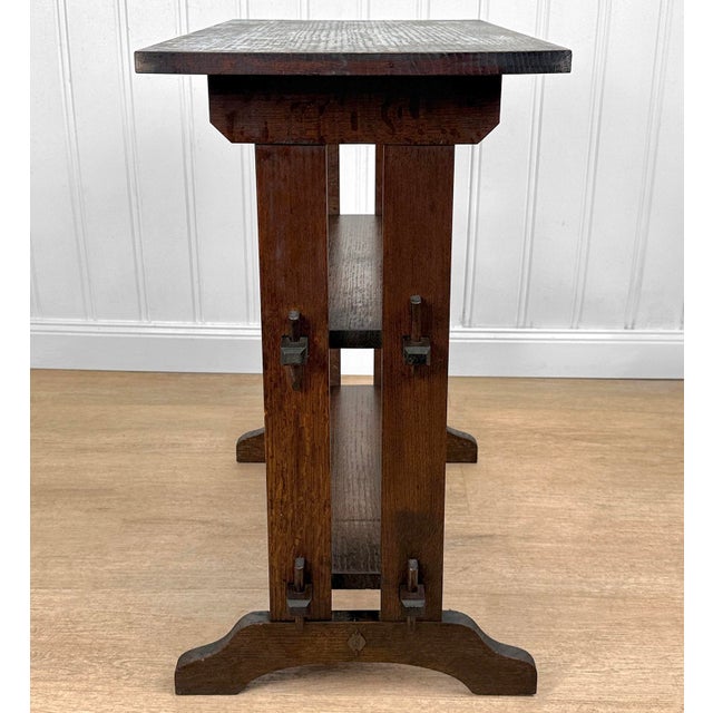 Roycroft Antique Roycroft Arts & Crafts Little Journeys Quartersawn Oak Bookshelf For Sale - Image 4 of 10