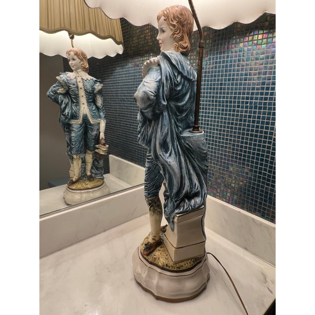 Hollywood Regency 1964 Azzolin Brothers Ceramic Table Lamp - Blue Boy For Sale - Image 3 of 6