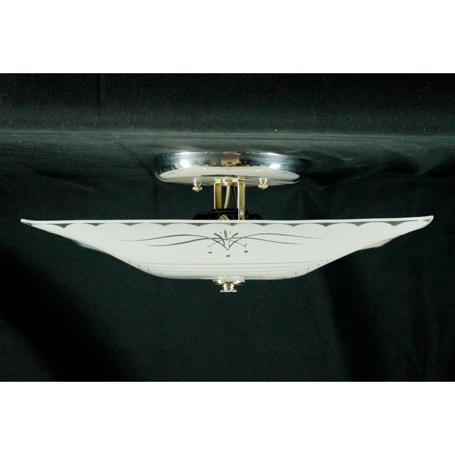 1960s Mid Century Modern Scalloped White Semi Flush Light For Sale - Image 4 of 12