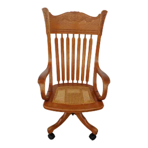 Antique Cane & Oak Office Chair