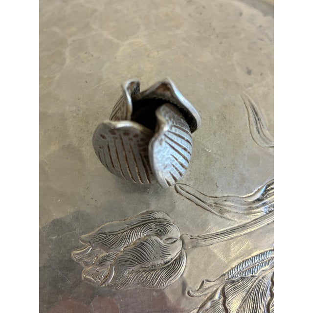 Vintage Hammered Aluminum Lidded Serving Dish With Tulip Finial For Sale - Image 14 of 15