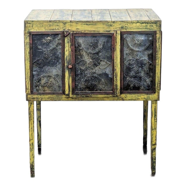 Handmade Reclaimed Wood and Metal Cabinet For Sale