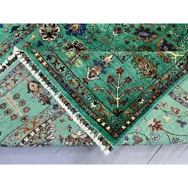 Turquoise Sultani Persian-Inspired Floral Rug, 5'8" X 8'2" For Sale - Image 9 of 14