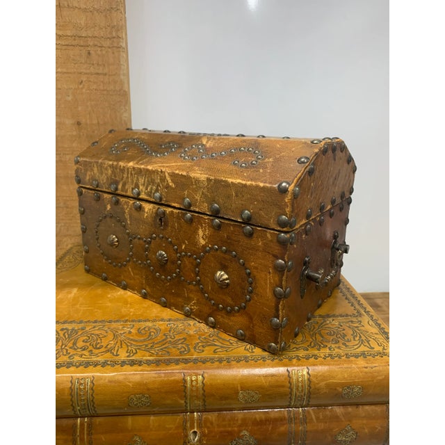 Antique Studded Leather Dome-Top Chest For Sale - Image 10 of 10