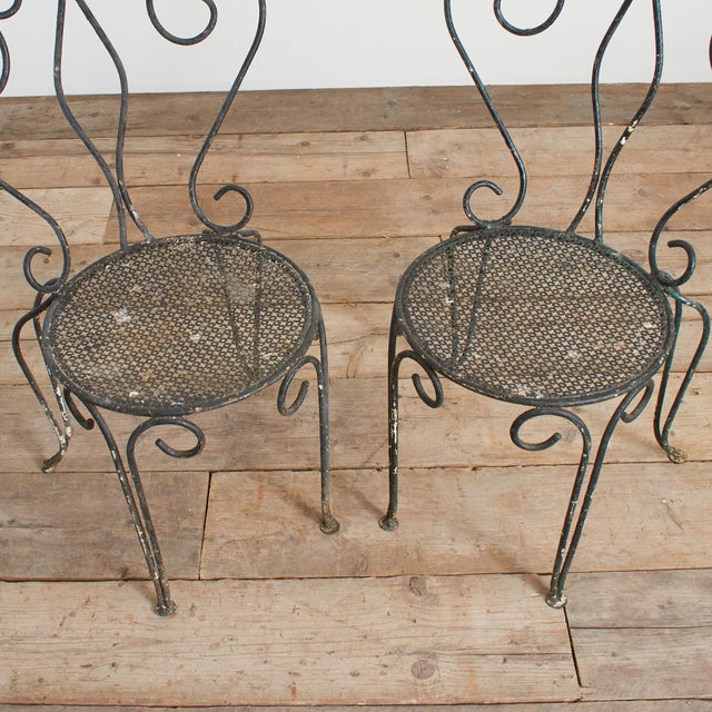 Pair of Antique Iron French Decorative Garden Chairs – B A beautiful pair of French black/green wrought iron garden...