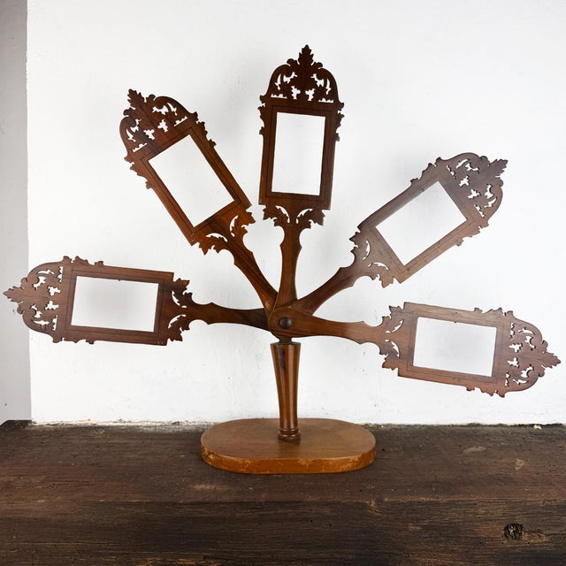 Antique Victorian Folding Photo Frame Stand in Walnut, 1890s For Sale - Image 5 of 14
