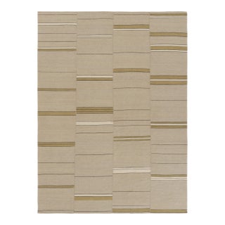 Rug & Kilim’s Contemporary Kilim in Beige, Green and Black Tones For Sale