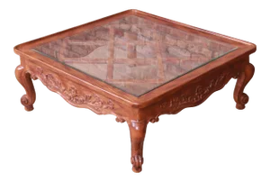 Baker Furniture French Provincial Louis XV Carved Oak Coffee Table