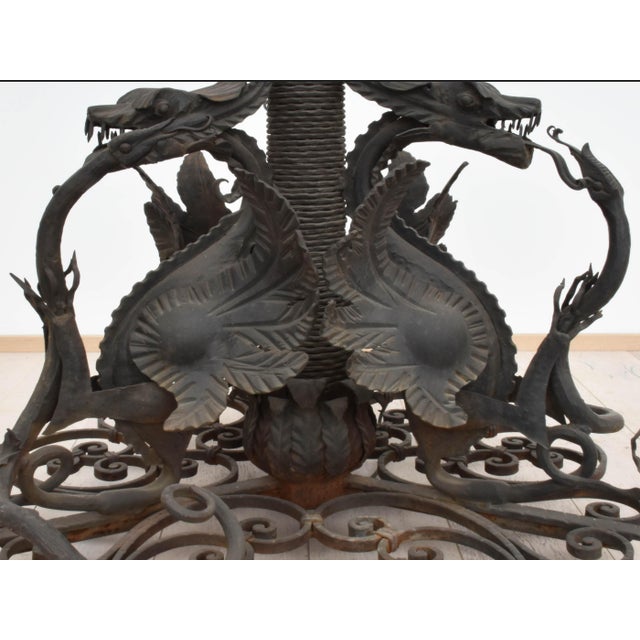 Large Italian Wrought Iron Outdoor Lamppost from Mazzucotelli, Italy, 1910s For Sale - Image 9 of 13
