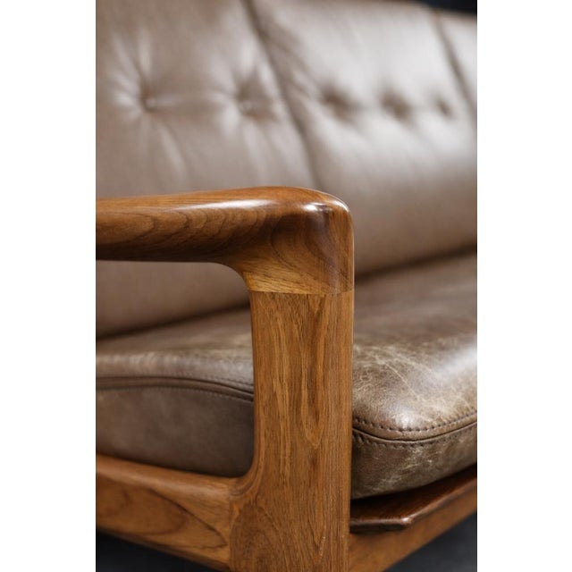 Mid-Century Modern Danish Three-Seater Sofa in Brown Leather by Georg Thams for A/S Vejen Polstermöbelfabrik, 1960s For Sale - Image 12 of 18