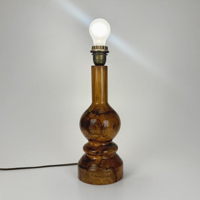 Mid-Century Modern Vintage Burl Wood Table Lamp Base, 1970s For Sale - Image 3 of 8