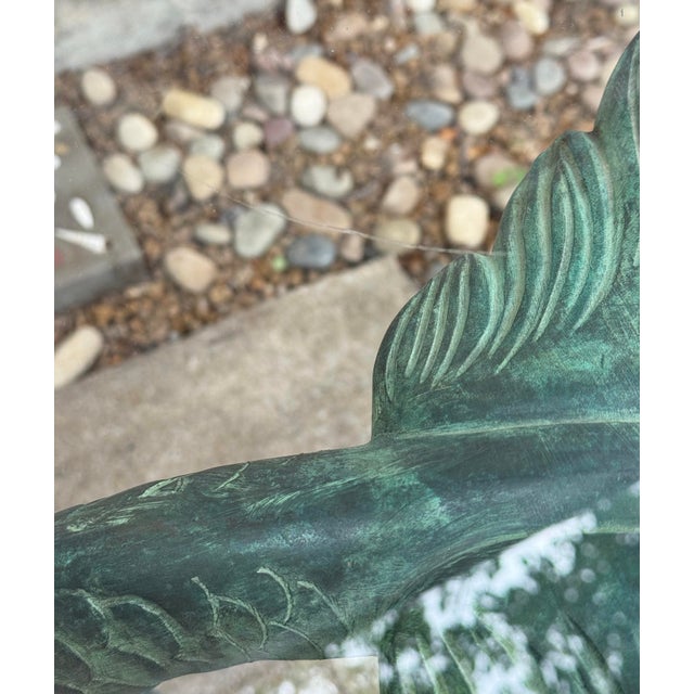 Green Vintage Regency Verdigris Koi Fish or Dolphin Patio Table and 4 Chairs For Sale - Image 8 of 18