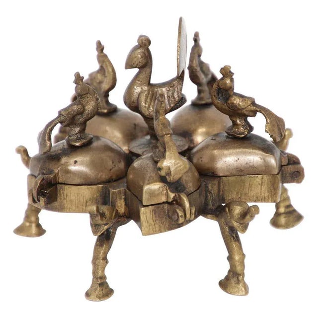 Antique Hindu Brass Box With Peacocks and Elephants For Sale - Image 11 of 11