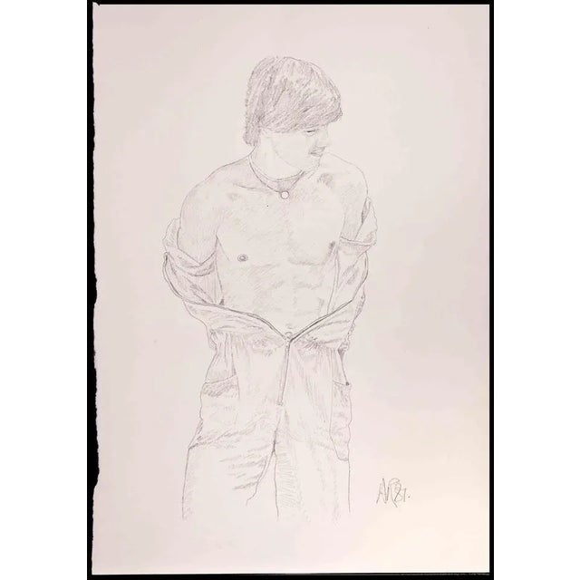 Portrait of a boy is an original drawing on pencil realized by Anthony Roaland in 1981. Hand-signed and dated by the...