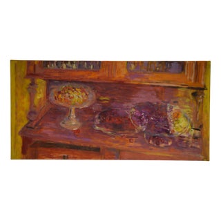 Jean-Claude Thuillier, Post-Impressionist Still Life of Cherries in the Cupboard, 2001, Oil on Canvas For Sale