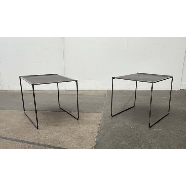 Ikea Postmodern Perforated Metal Nesting Side Tables from Ikea, 1980s, Set of 2 For Sale - Image 4 of 18