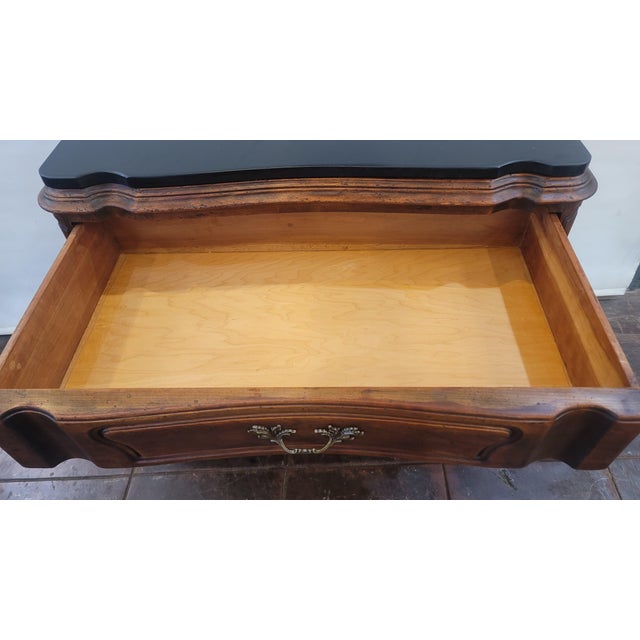 French Provincial XVI Style Country French Commode Dresser Black Marble Top For Sale - Image 3 of 9