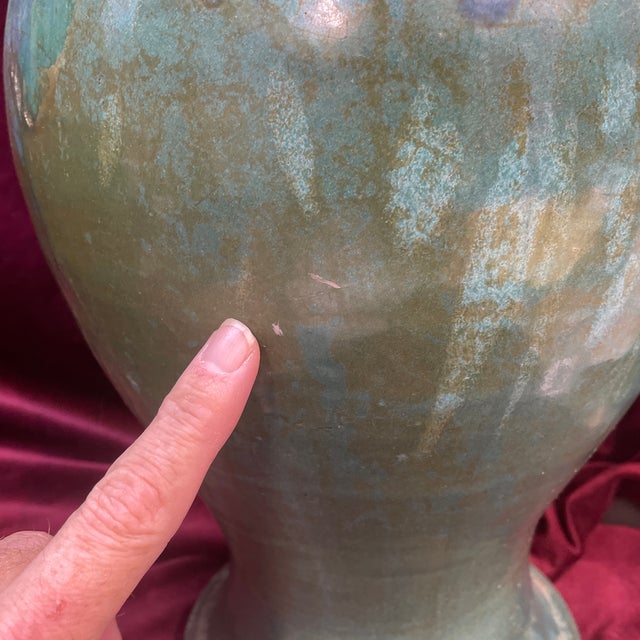 Pair of 1940s AR Cole Nc Spider Floor Vases Studio Art Pottery Drip Glaze 3 Handle For Sale - Image 9 of 12