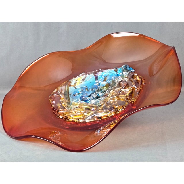 Viz Glass Sunset Blaze Large Jewel Wall Art Platter, 7602bir 20" For Sale - Image 9 of 14