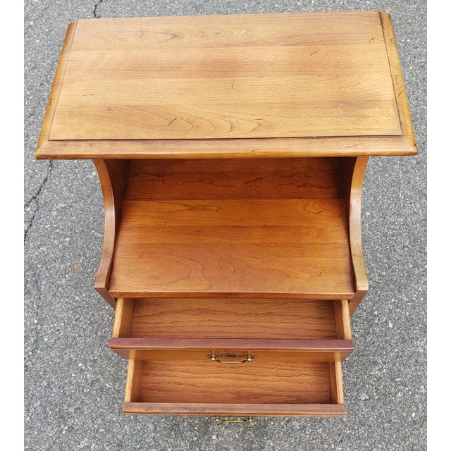1950s 1950s Refinished Chippendale Tiered 2-Drawer Light Wild Cherry Nightstand For Sale - Image 5 of 9