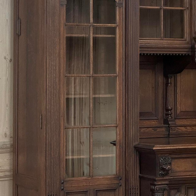 Late 19th Century 19th Century French Renaissance Revival Carved Oak Bookcase / Bar For Sale - Image 5 of 18