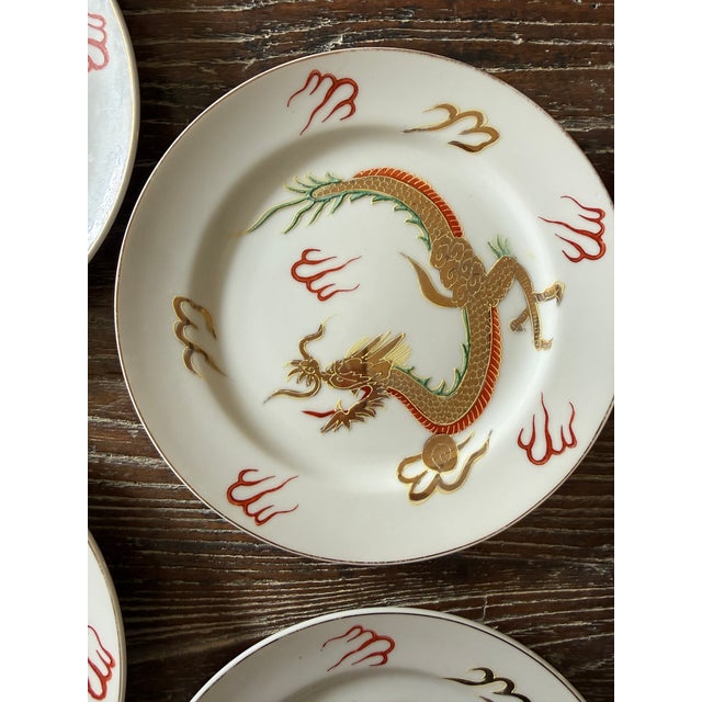 Vintage Japanese Dragonware Moriage Plates – Set of 6 For Sale - Image 9 of 12