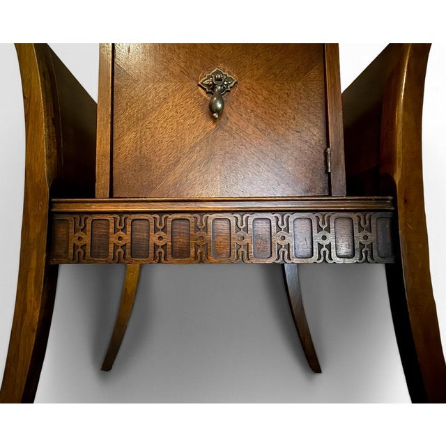 Vintage Art Deco Neoclassical Mahogany Copper-Lined Humidor Magazine Side Table For Sale - Image 14 of 18