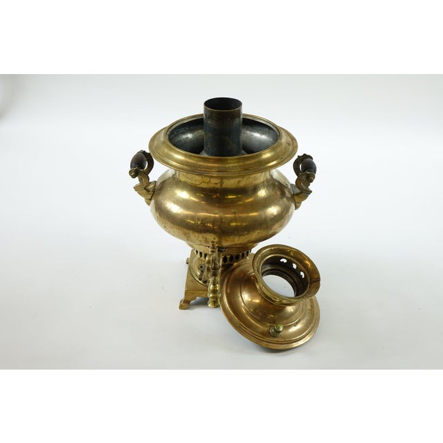 Rustic Antique Brass Russian Samovar For Sale - Image 3 of 4