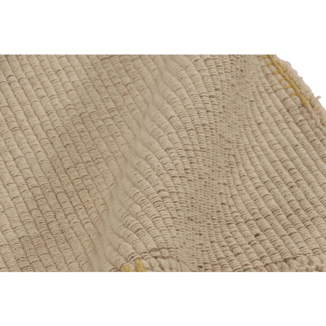Textile Rug & Kilim's Accent Kilim, Beige Textural Stripes With Yellow Accents For Sale - Image 7 of 8