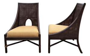 Mid-Century Modern Barbara Barry for McGuire Caned Petite Lounge Chairs - A Pair