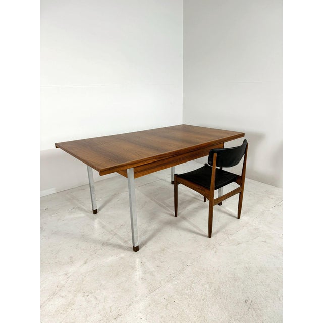 Vintage Teak Dining Chairs in Black Skai Fabric, Set of 6 For Sale - Image 13 of 15