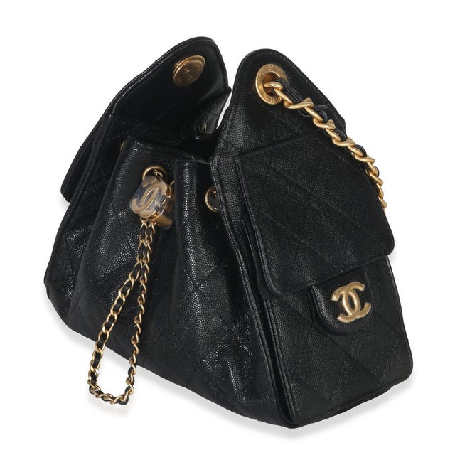 Contemporary Black Quilted Caviar Mini Chanel 25 Hobo Handbag For Sale - Image 3 of 9