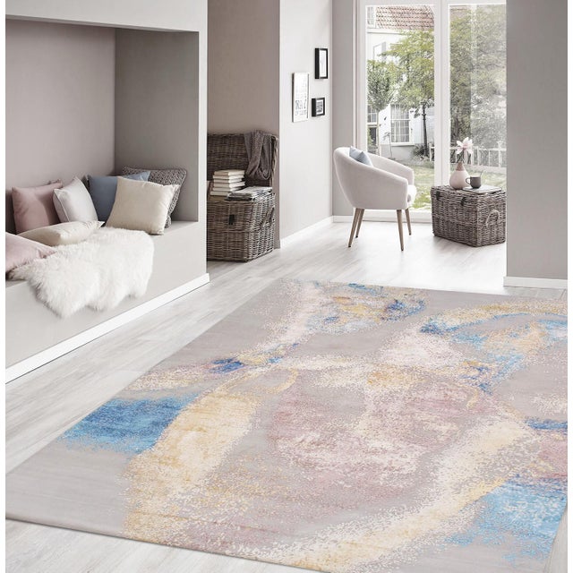 2020s Pasargad Home Modern Abstract Ivory Area Rug, 9' 1'' X 12' 2'' For Sale - Image 5 of 5