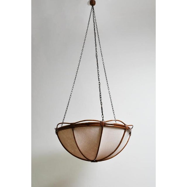"Caprarola" 90cm rattan and fabric pendant lamp. Height: 235 cm - 92.52 in Diameter: 90 cm - 35.43 in Up to 250V...