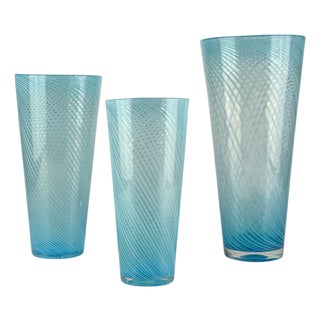 Vintage Murano Glass Vases by Gio Ponti, Italy, 1970s, Set of 3 For Sale