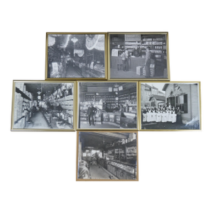 6 Antique Black & White 19thC Haberdashery Lifestyle Photographic Prints NCR, Framed