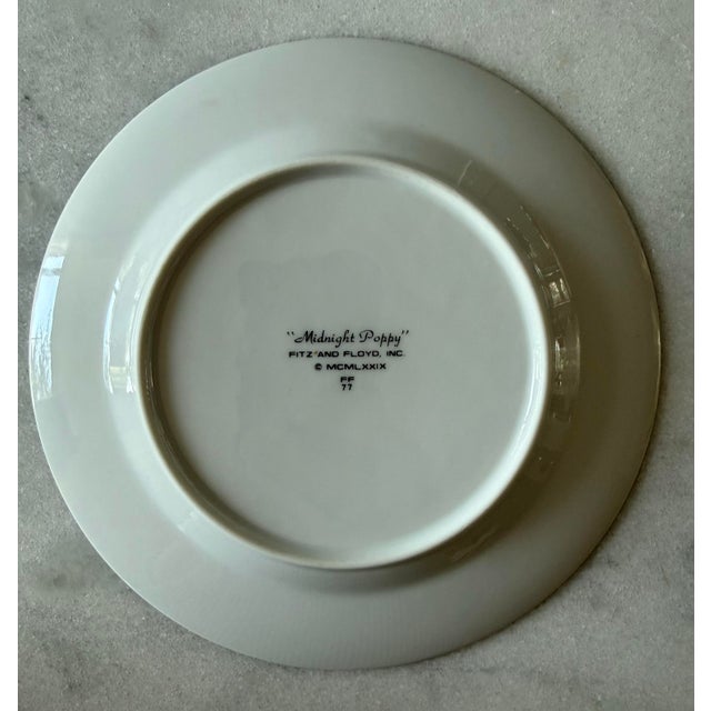 Set of 8 Fitz and Floyd Midnight Poppy Salad Plates For Sale In Austin - Image 6 of 6