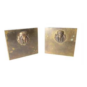 Early 20th Century Art Deco Arts & Crafts Egyptian Revival Style Gilt Bronze Bookends