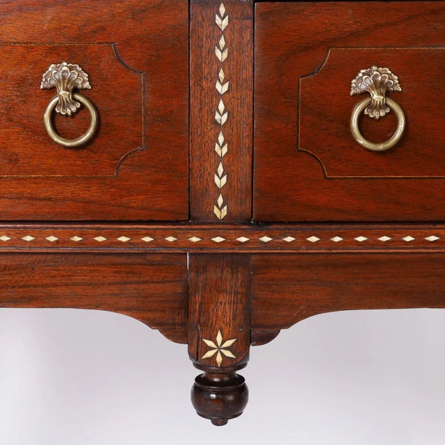 Wood Antique British Colonial Bermuda Inlaid Server For Sale - Image 7 of 11