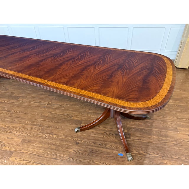 Georgian Style Multi-Banded Mahogany Dining Table by Leighton Hall - Showroom Sample For Sale - Image 15 of 16