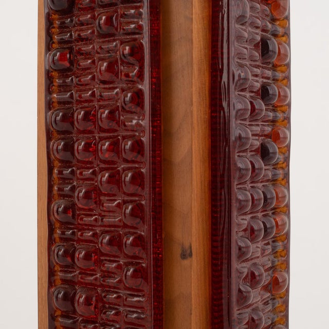 Mid-Century Modern Teak and Cast Glass Table Lamps from Glas & Trä Hovmantorp, Sweden, 1960s, Set of 2 For Sale - Image 3 of 7