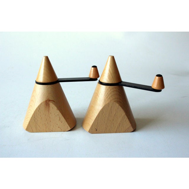 Mid Century Design salt and pepper shaker made of wood and metal by Zassenhaus/Germany - Vintage from the 70s - in...