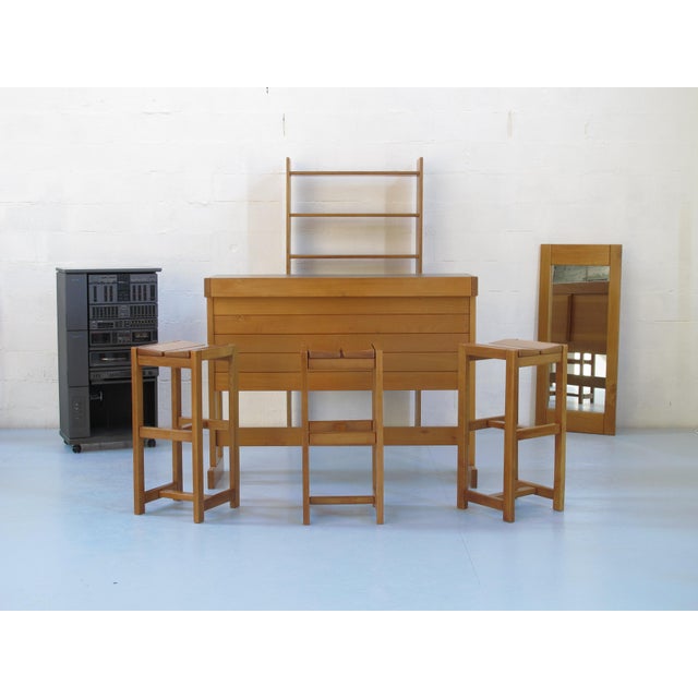 Bar and 3 High Stools in Wood from Regain, 1983, Set of 4 For Sale - Image 4 of 11